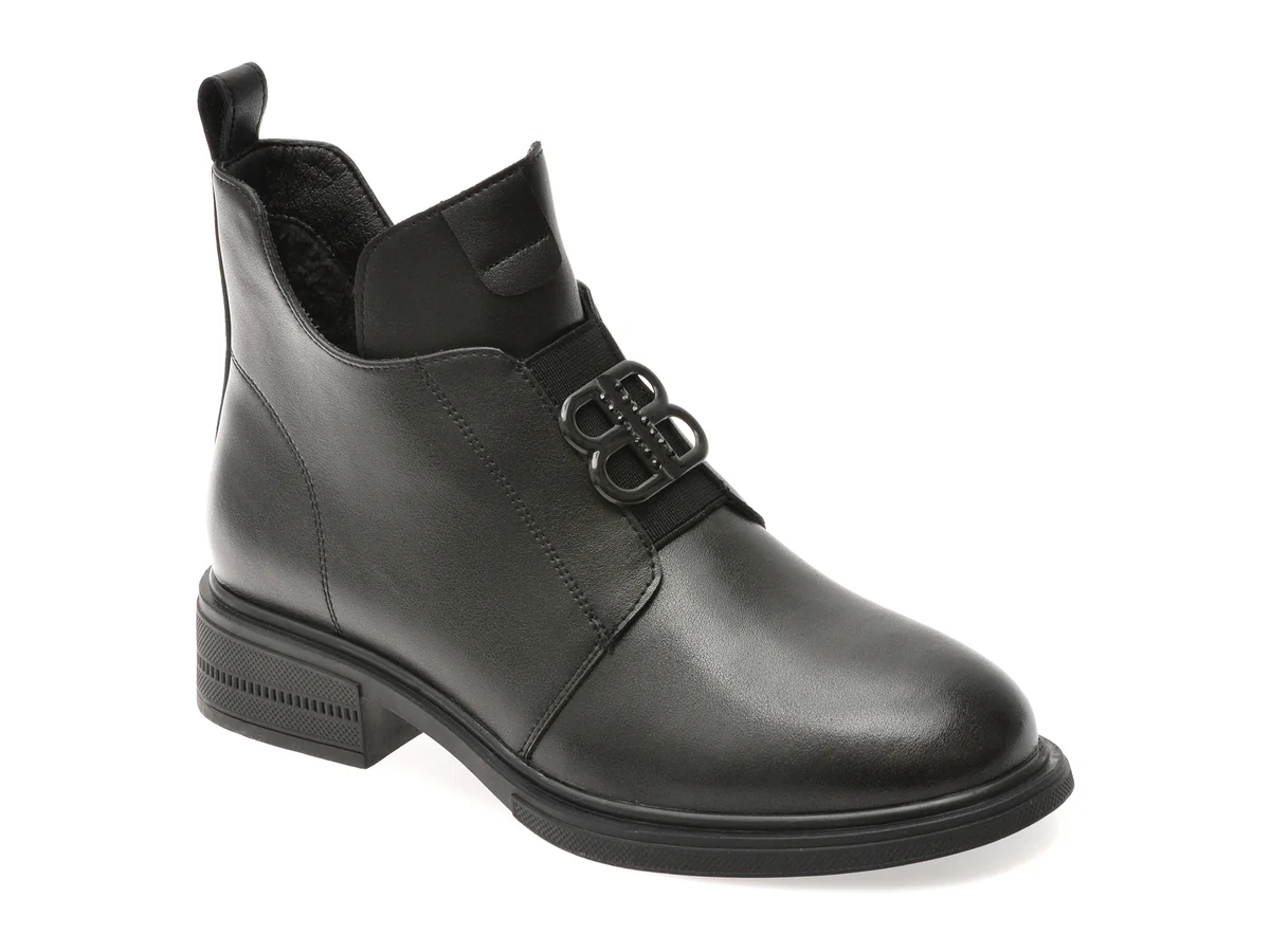 Ghete Flavia Passini Negre DX793 Din Piele Naturala