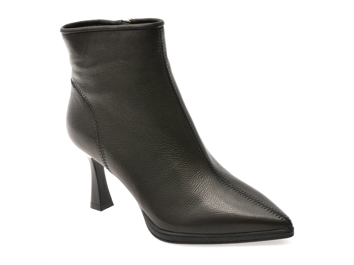 Botine Elegante Epica Negre, 229227, Din Piele Naturală