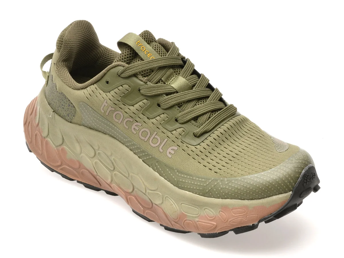 Pantofi Sport Traceable Kaki, 6655, Din Material Textil