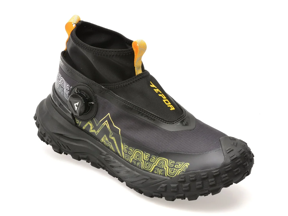 Pantofi Sport TEPOR Negri, TP128, Din Material Textil