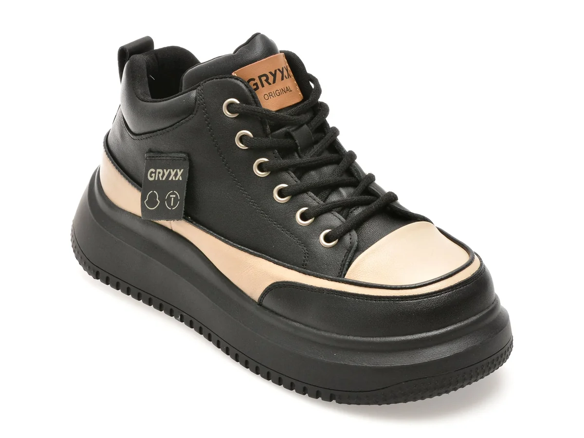 Pantofi Sport Gryxx Negri, 2379, Din Piele Naturală