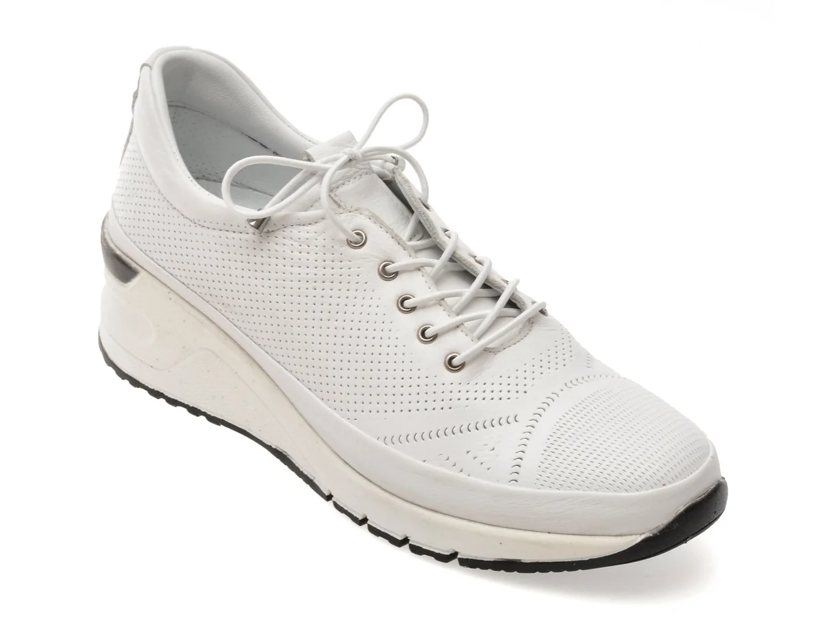 Pantofi Flavia Passini Albi, EV2856, Din Piele Naturala