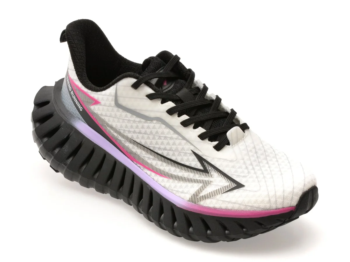 Pantofi Sport Nhot Alb-Negru, A386, Din Material Textil