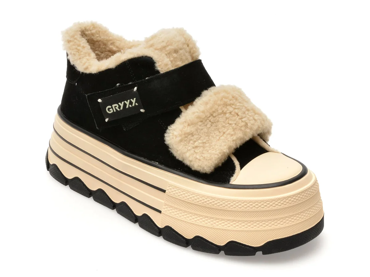 Ghete Gryxx Negre 624D150 Din Piele Întoarsă