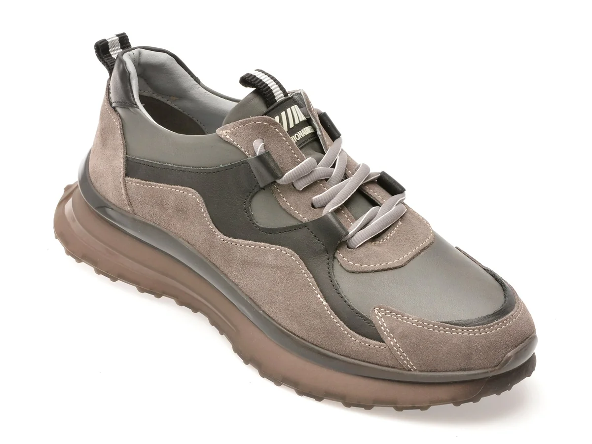 Pantofi Sport Gryxx Gri, Ed003, Din Piele Naturală