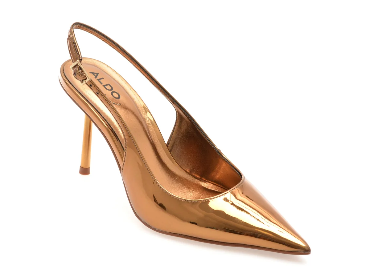 Pantofi Eleganți Aldo Bronz, Seralina 222, Din Piele Ecologică Lăcuită