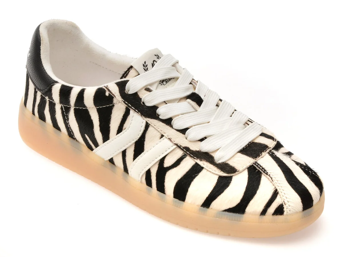 Pantofi Sport Aldo Alb-Negru, Chicsneaker 122, Din Piele Naturala