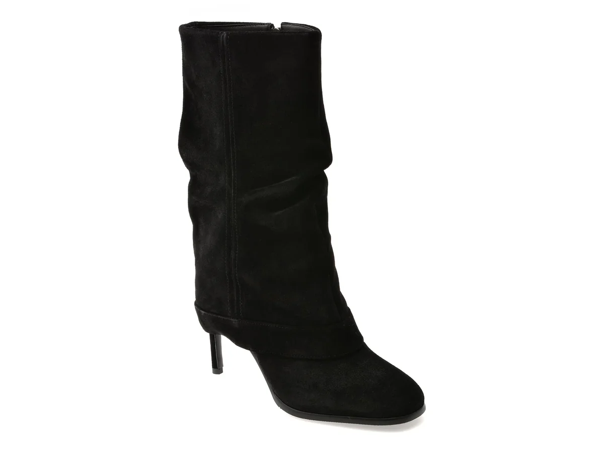 Cizme Elegante Epica Negre, 202711, Din Piele Întoarsă