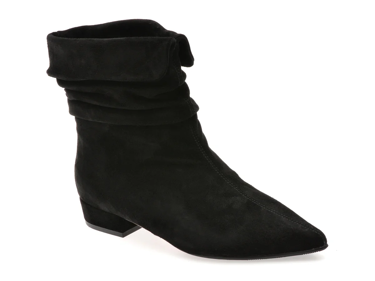 Botine Epica Negre, H3127J, Din Piele Întoarsă