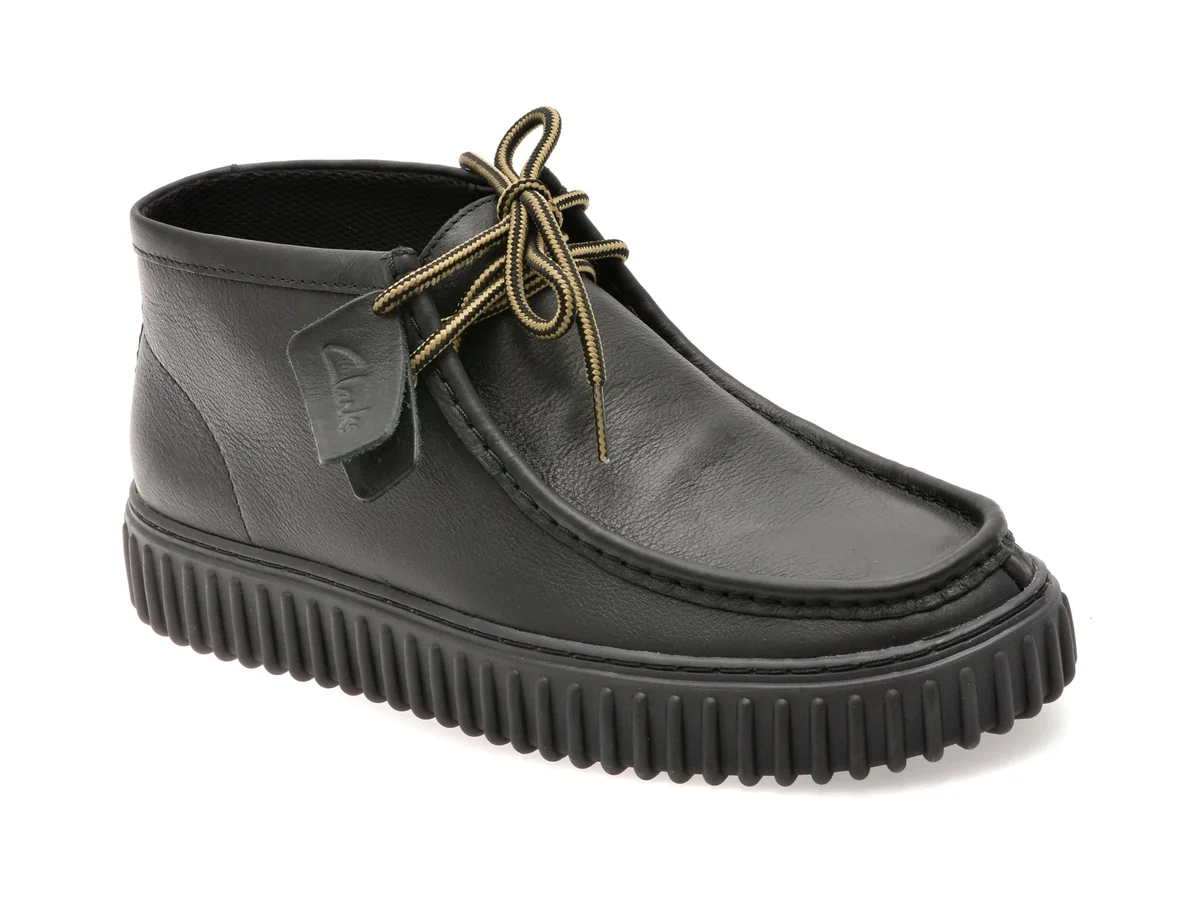 Ghete Clarks Negre, Torhill Hi, Din Piele Naturala