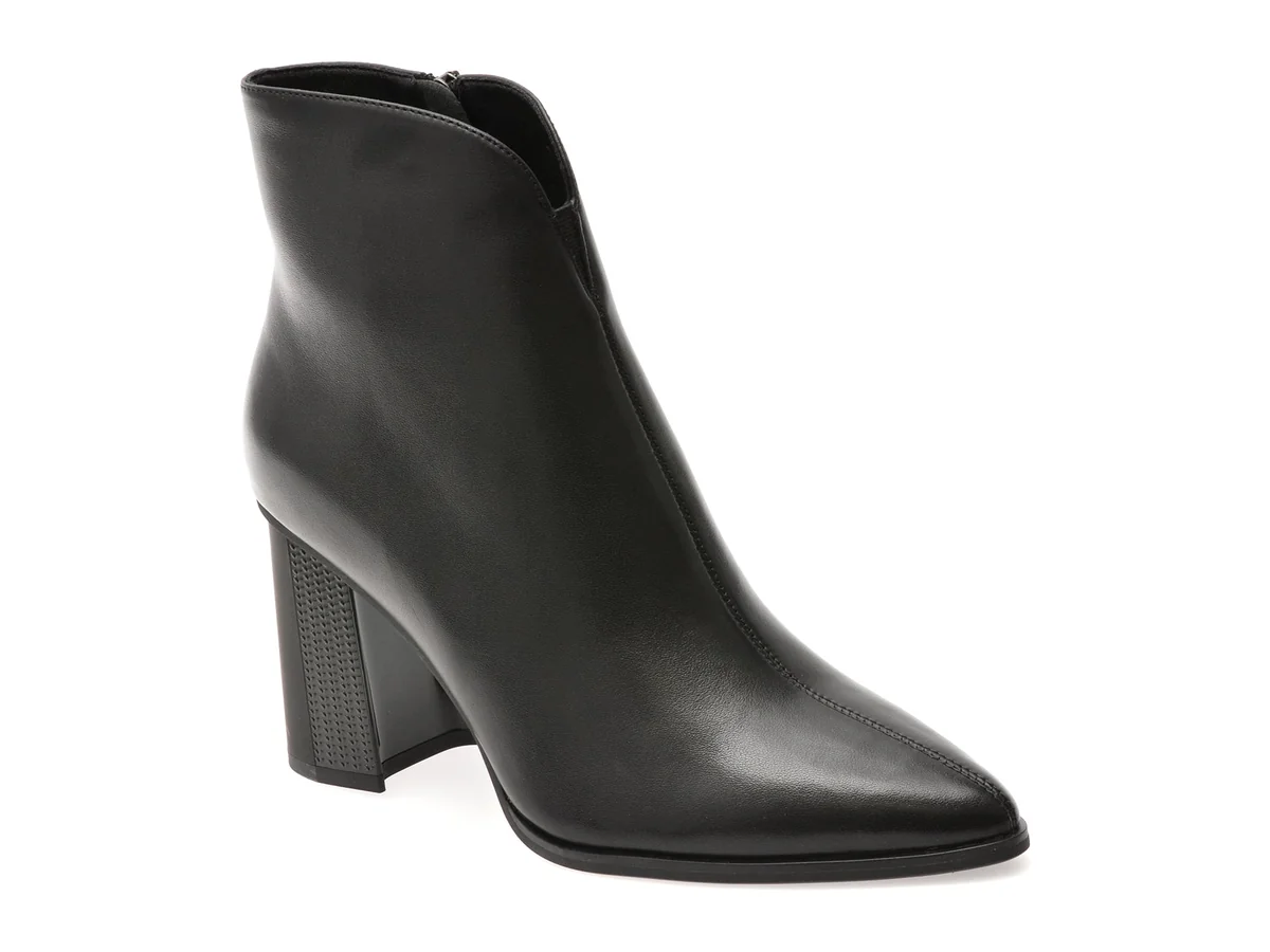 Botine Elegante Flavia Passini Negre, Dx717, Din Piele Naturală