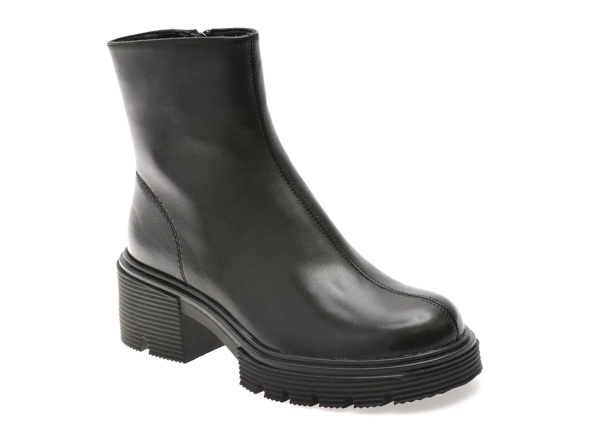 Ghete Flavia Passini Negre, MX368, Din Piele Naturala