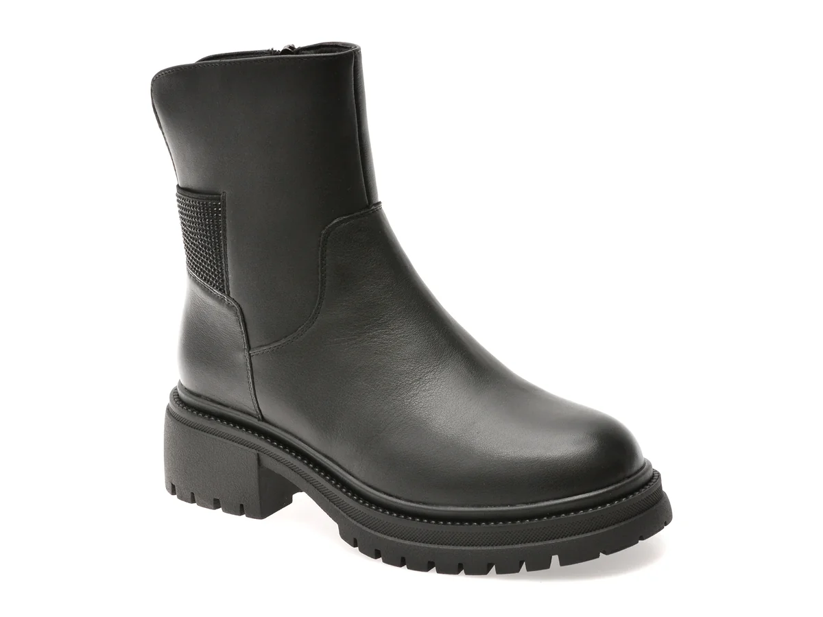 Ghete Epica Negre, DX83516, Din Piele Naturala
