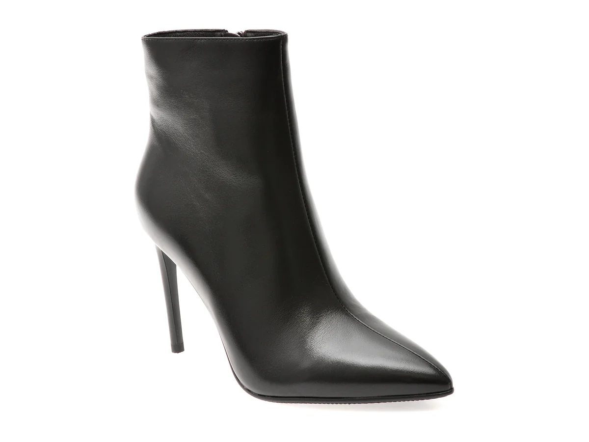 Botine Elegante Epica Negre, E32778B, Din Piele Naturală