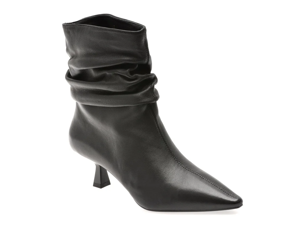 Botine Elegante Epica Negre, H3011, Din Piele Naturala