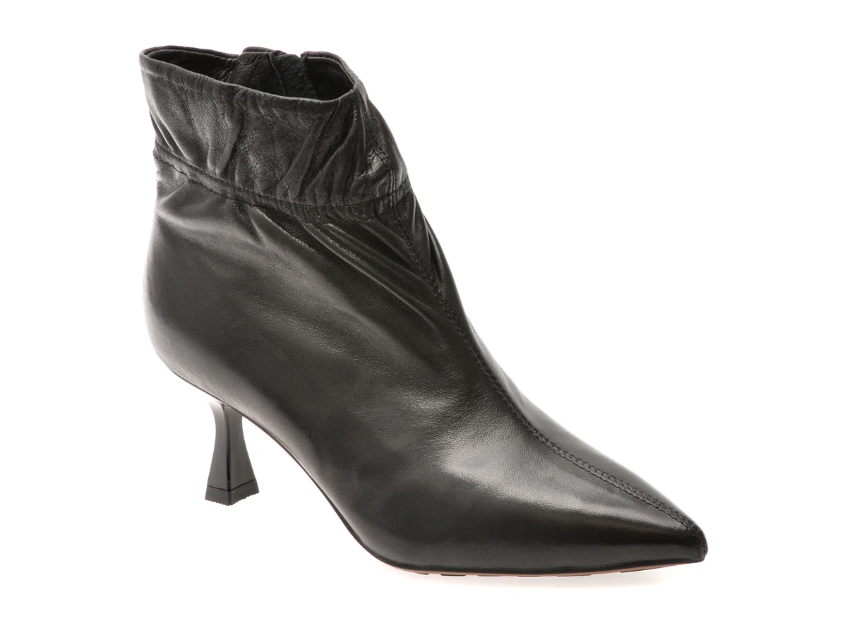 Botine Elegante Epica Negre, 329121, Din Piele Naturala