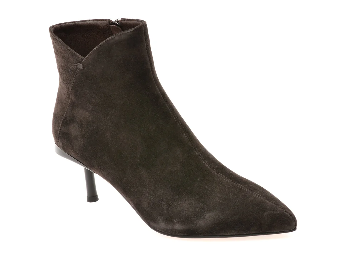 Botine Elegante Epica Maro, 24A506, Din Piele Întoarsă