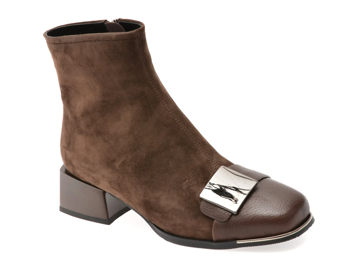Botine Epica Maro, Eb884, Din Piele Întoarsă