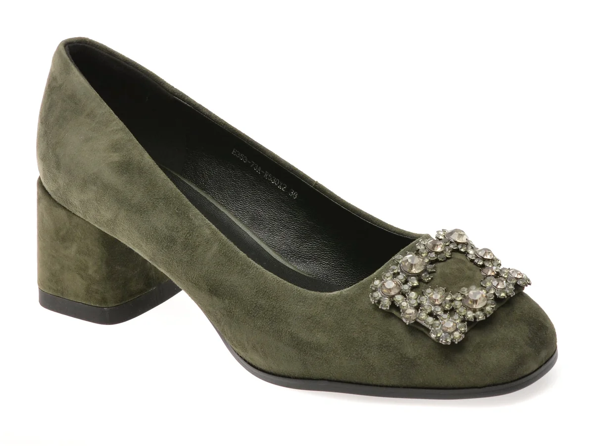Pantofi Eleganți Epica Verzi, E35373A, Din Piele Întoarsă