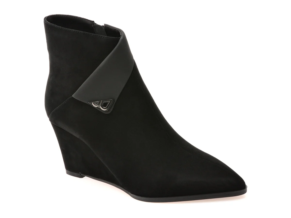 Botine Elegante Epica Negre, M152B, Din Piele Întoarsă