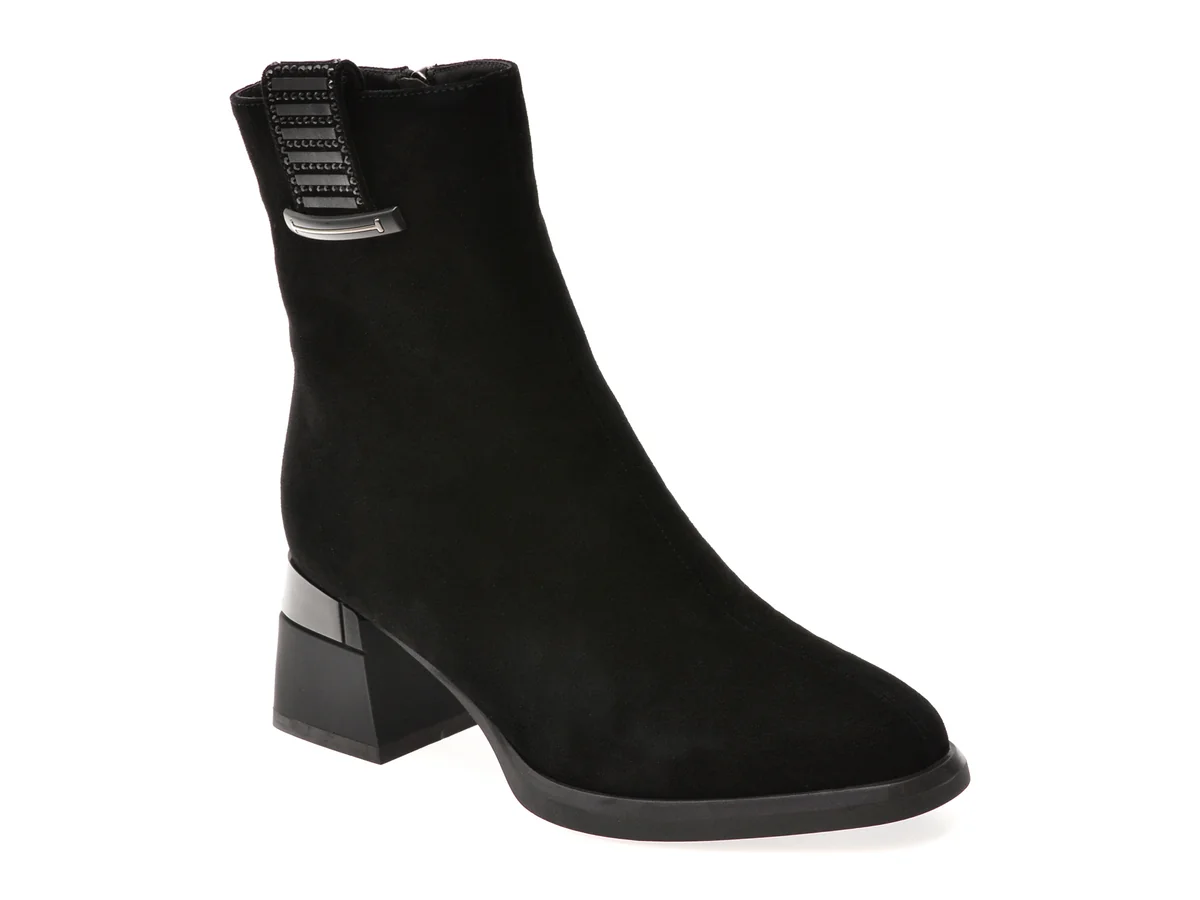 Botine Epica Negre, M10, Din Piele Intoarsa