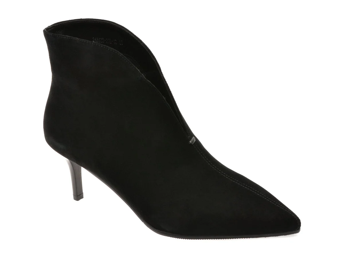 Botine Elegante Flavia Passini Negre, 24A623, Din Piele Întoarsă