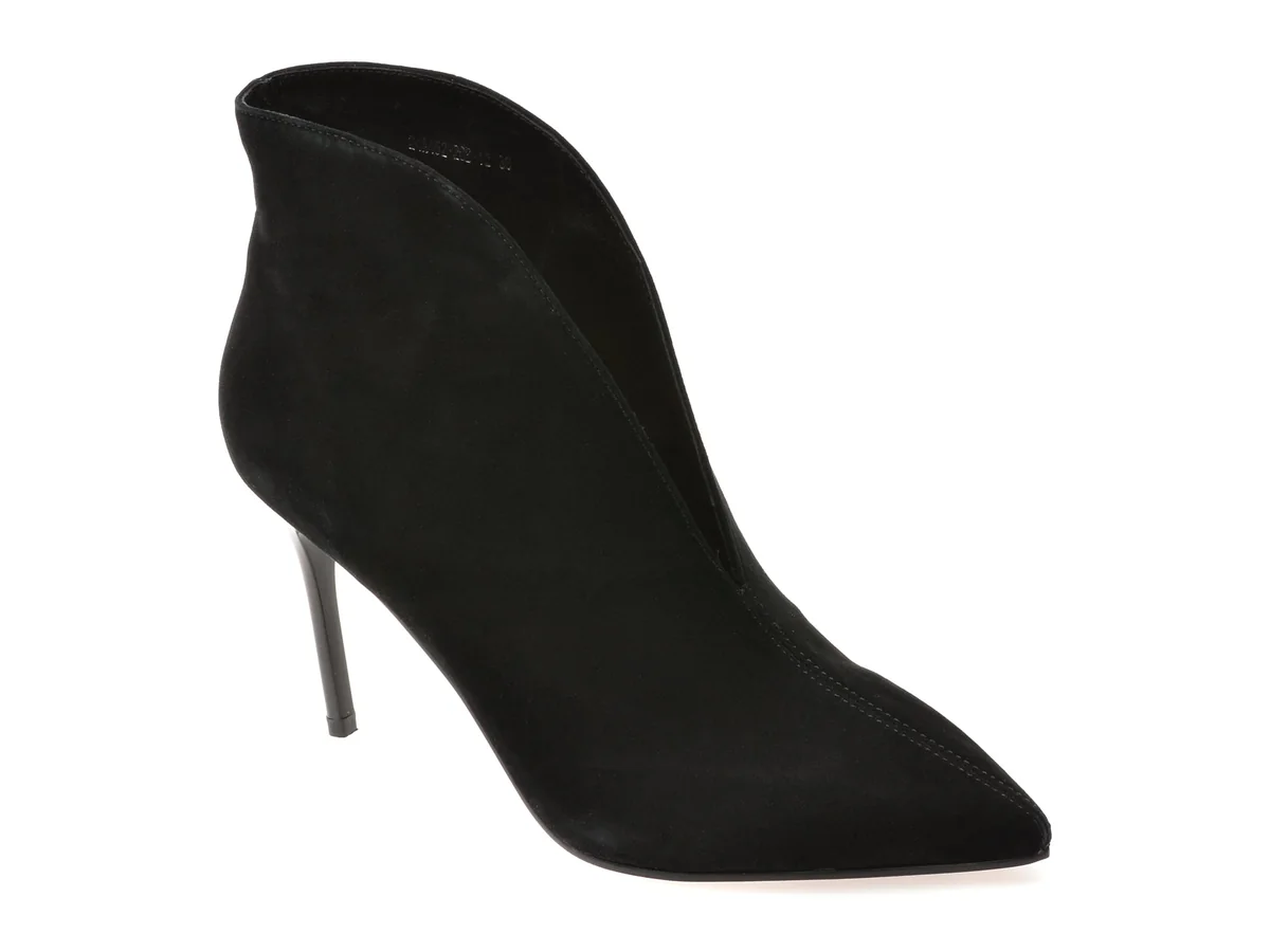 Botine Elegante Flavia Passini Negre, 24A452, Din Piele Întoarsă