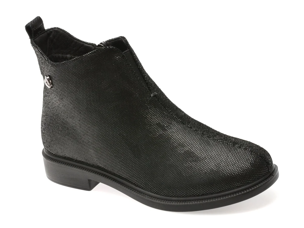 Ghete Flavia Passini Negre, 2506, Din Piele Întoarsă