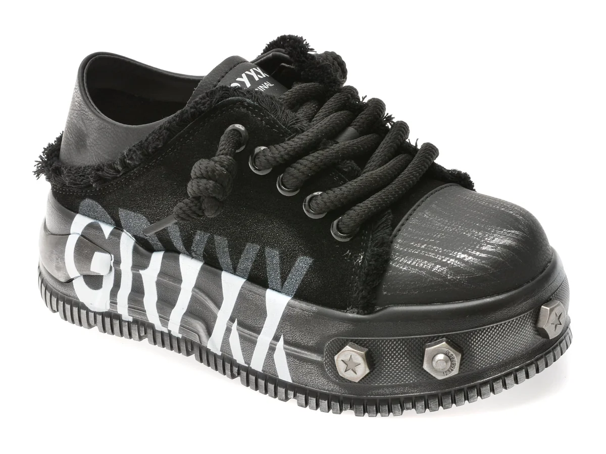Pantofi Sport Gryxx Negri, 90713, Din Piele Intoarsa