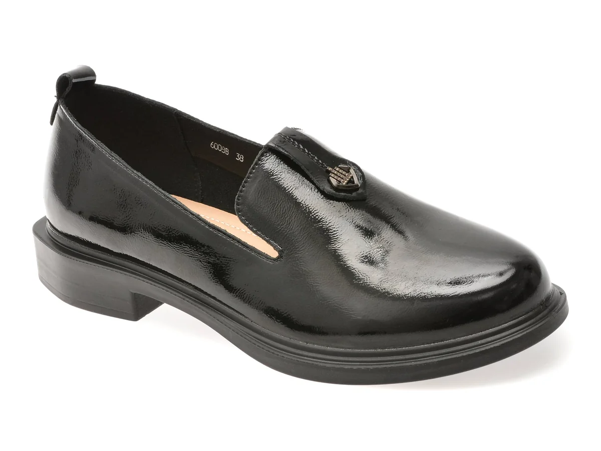 Pantofi Flavia Passini Negri, 6008, Din Piele Naturala Lacuita