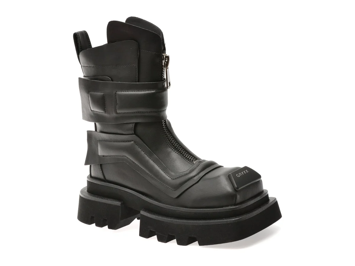 Bocanci Gryxx Negri, EB992, Din Piele Naturala