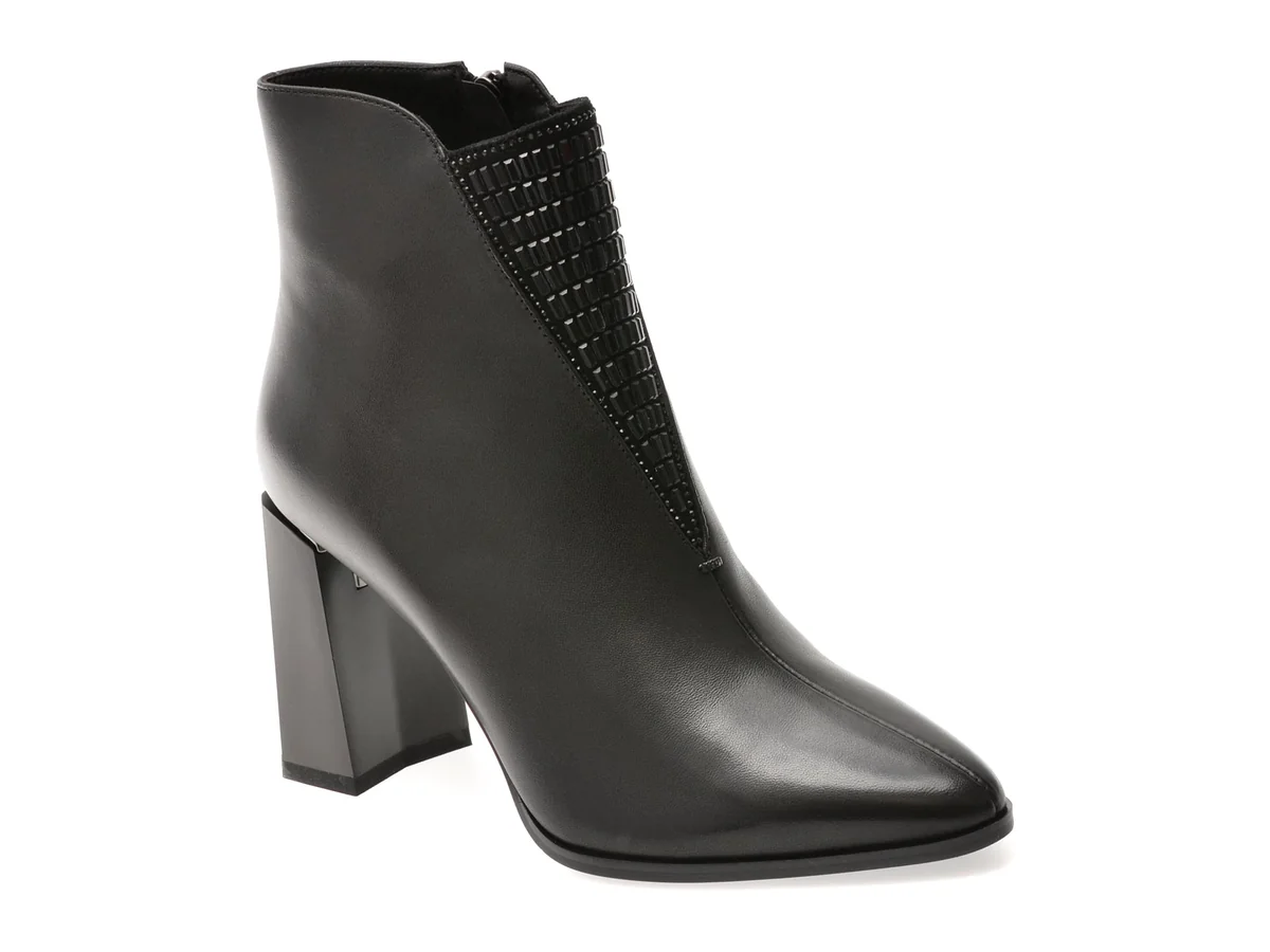 Botine Epica Negre, D135, Din Piele Naturala