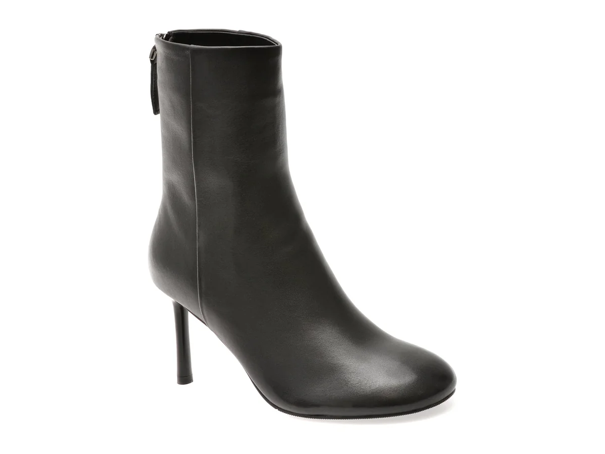 Botine Elegante Epica Negre, EB927, Din Piele Naturală