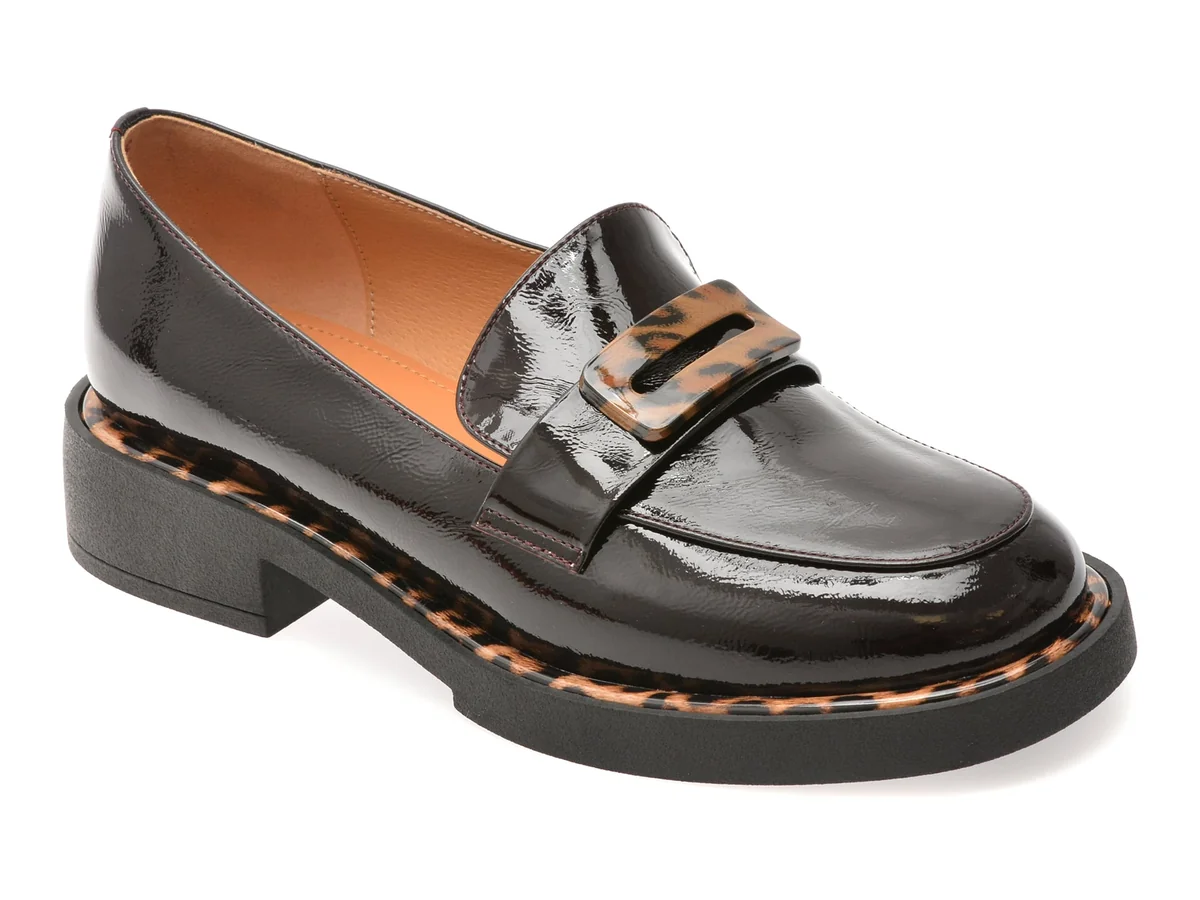 Mocasini Epica Visinii, M111, Din Piele Naturala Lăcuită