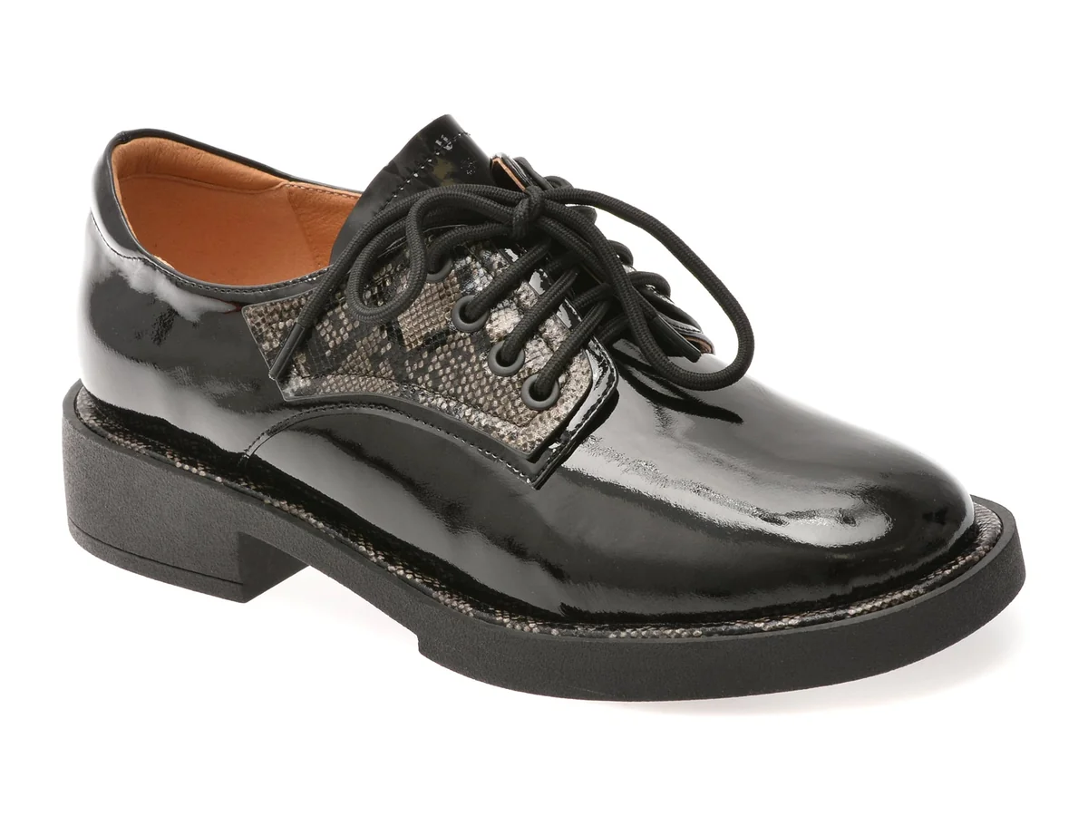 Pantofi Gryxx Negri M107 Din Piele Naturală Lăcuită