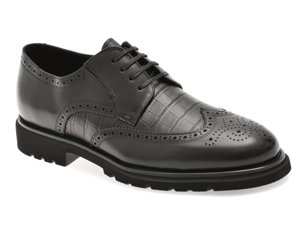 Pantofi Eleganti Epica Negri, M296, Din Piele Naturala