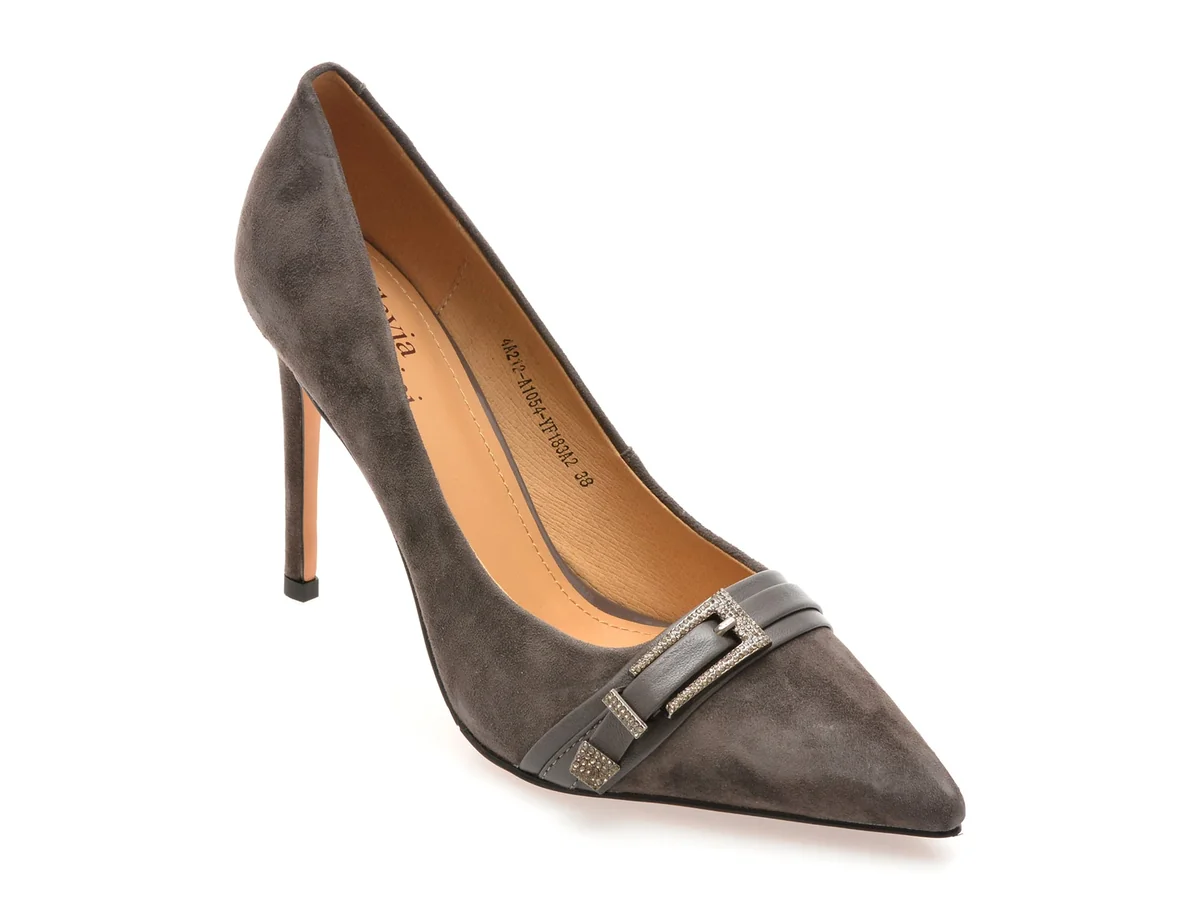 Pantofi Eleganți Flavia Passini Gri, 4A212, Din Piele Intoarsă