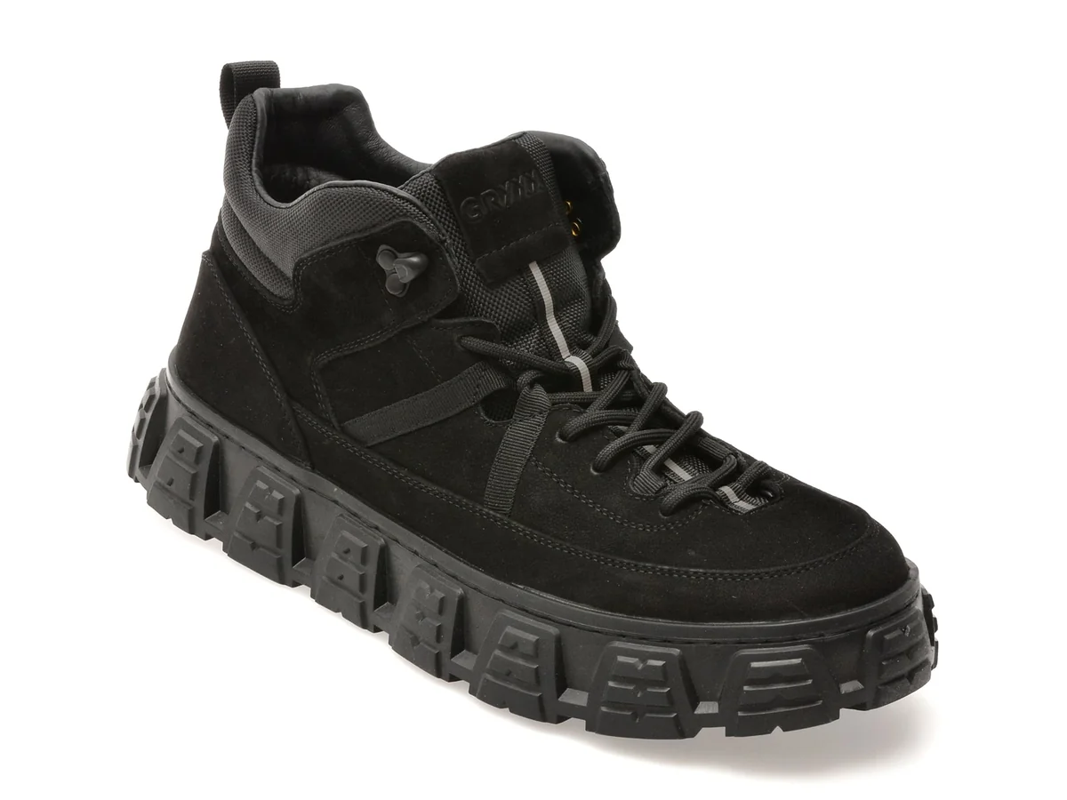 Ghete Gryxx Negre, Ln18, Din Piele Naturală