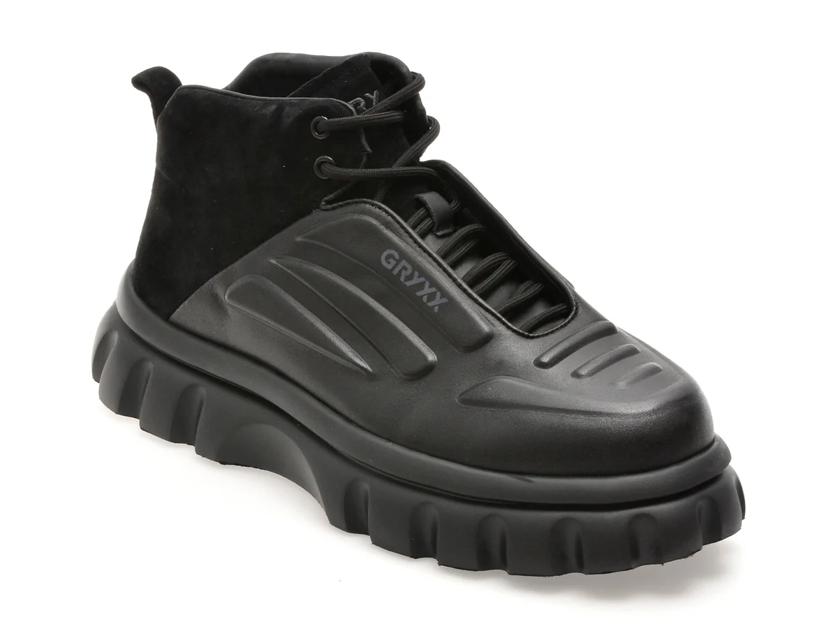 Ghete Gryxx Negre, LN39, Din Piele Naturala