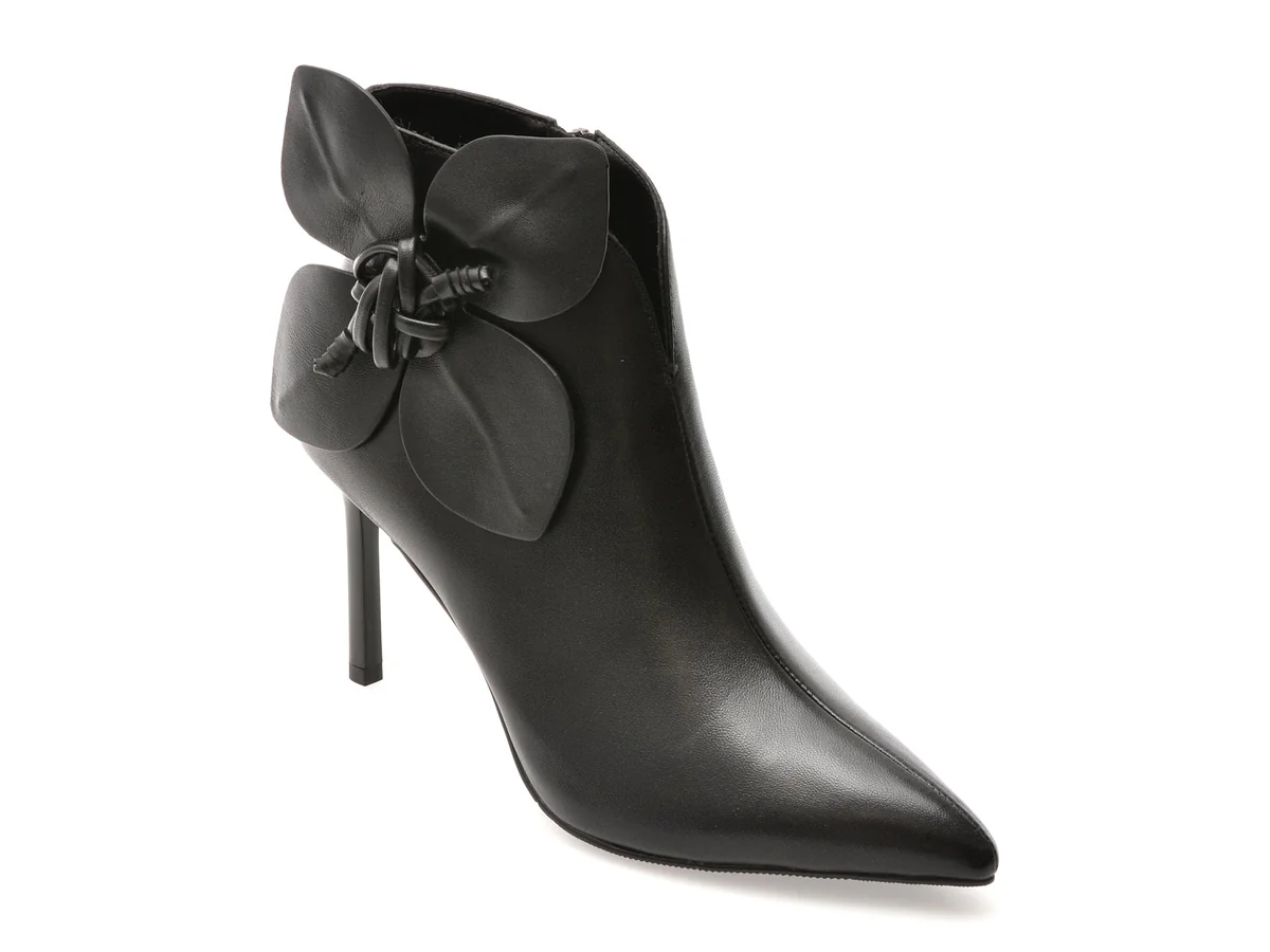 Botine Elegante Epica Negre, 4B434, Din Piele Naturala