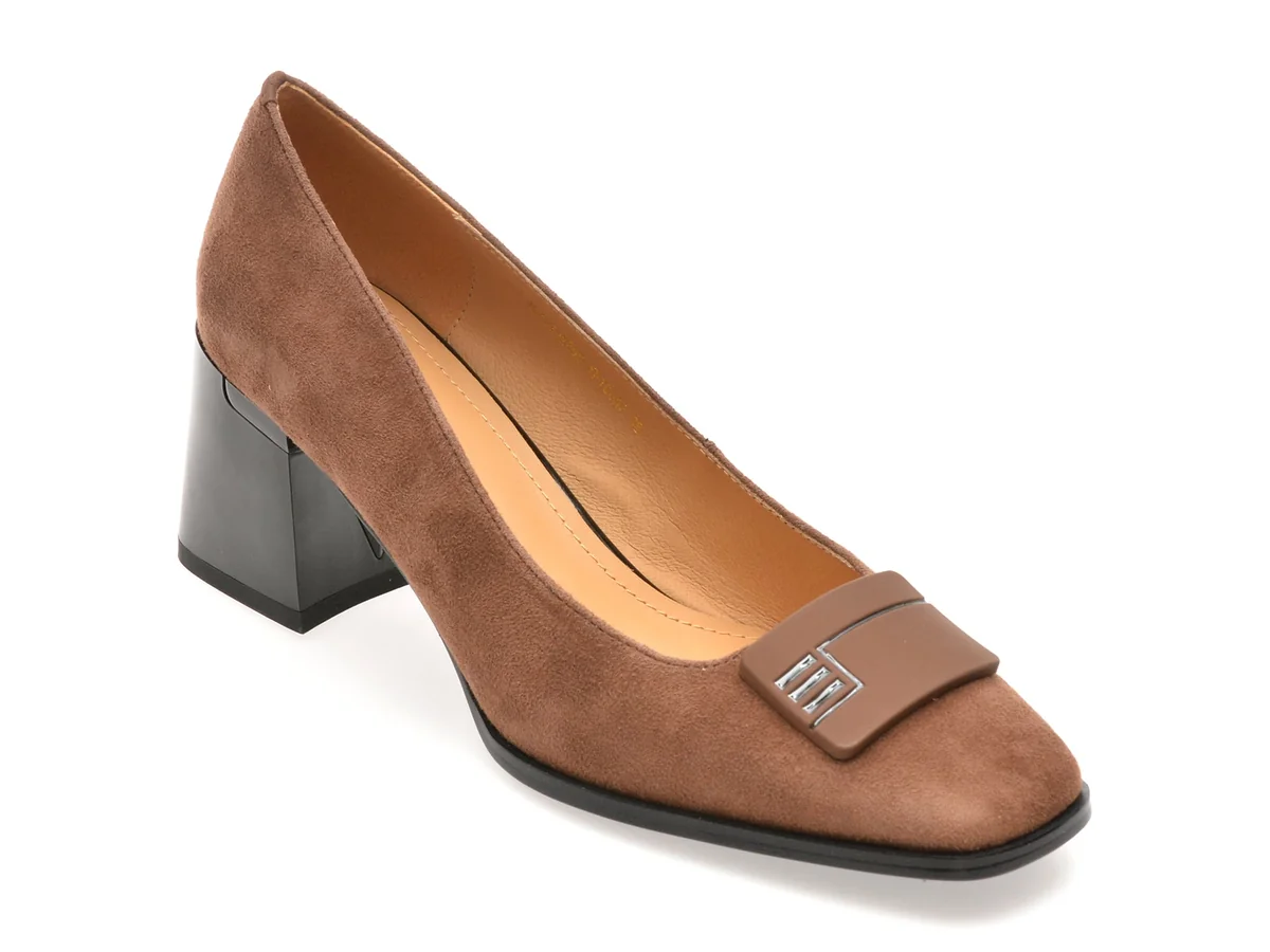 Pantofi Eleganți Epica Maro, 4L109, Din Piele Întoarsă