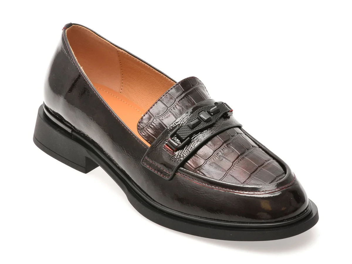 Mocasini Epica Visinii, M371, Din Piele Naturala Lăcuită