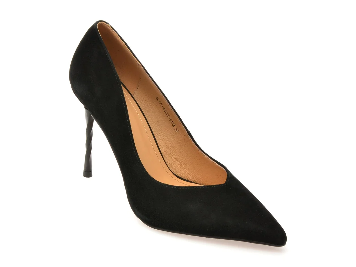 Pantofi Eleganți Flavia Passini Negri, 5L175, Din Piele Intoarsă