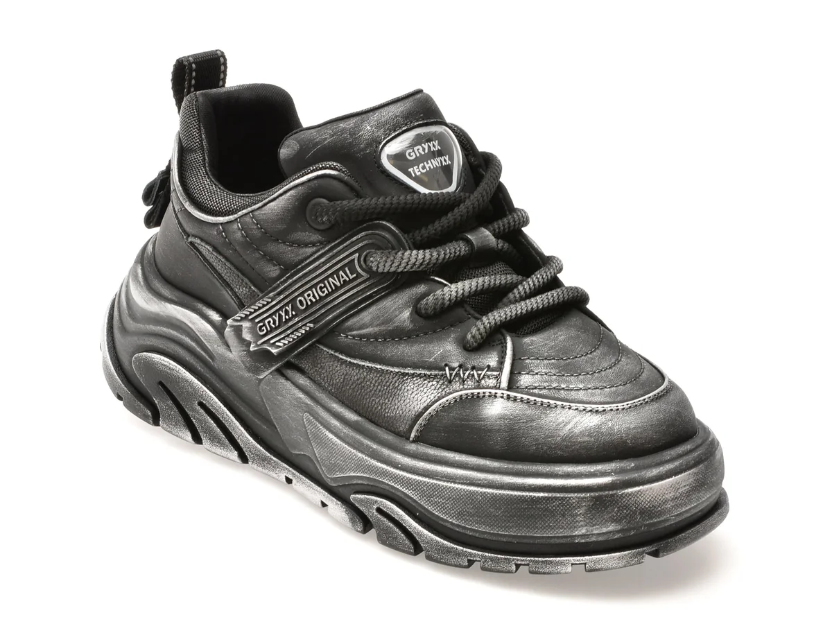 Pantofi Sport Gryxx Negri, 3655, Din Piele Naturala