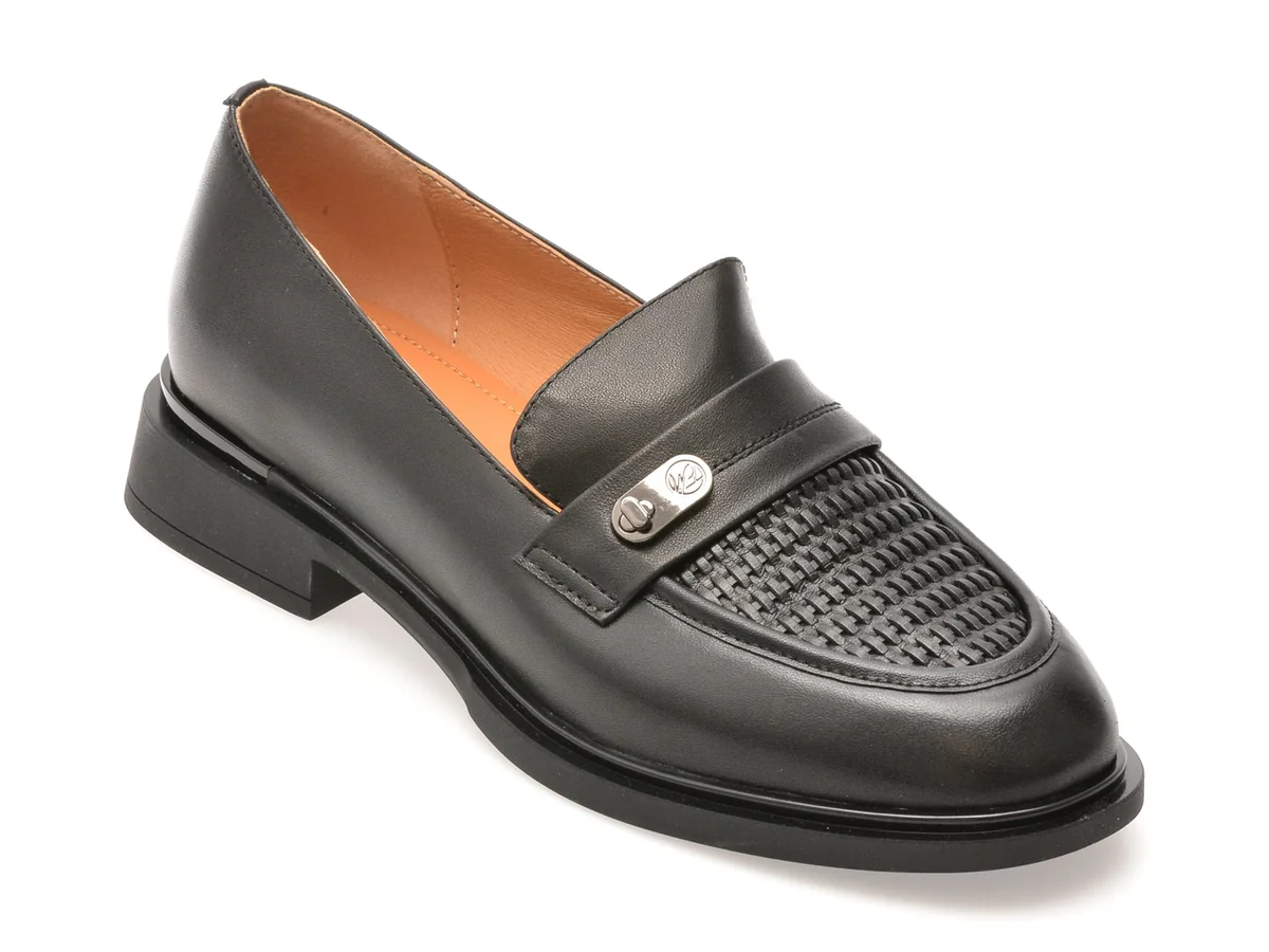 Mocasini Flavia Passini Negri, M494, Din Piele Naturala