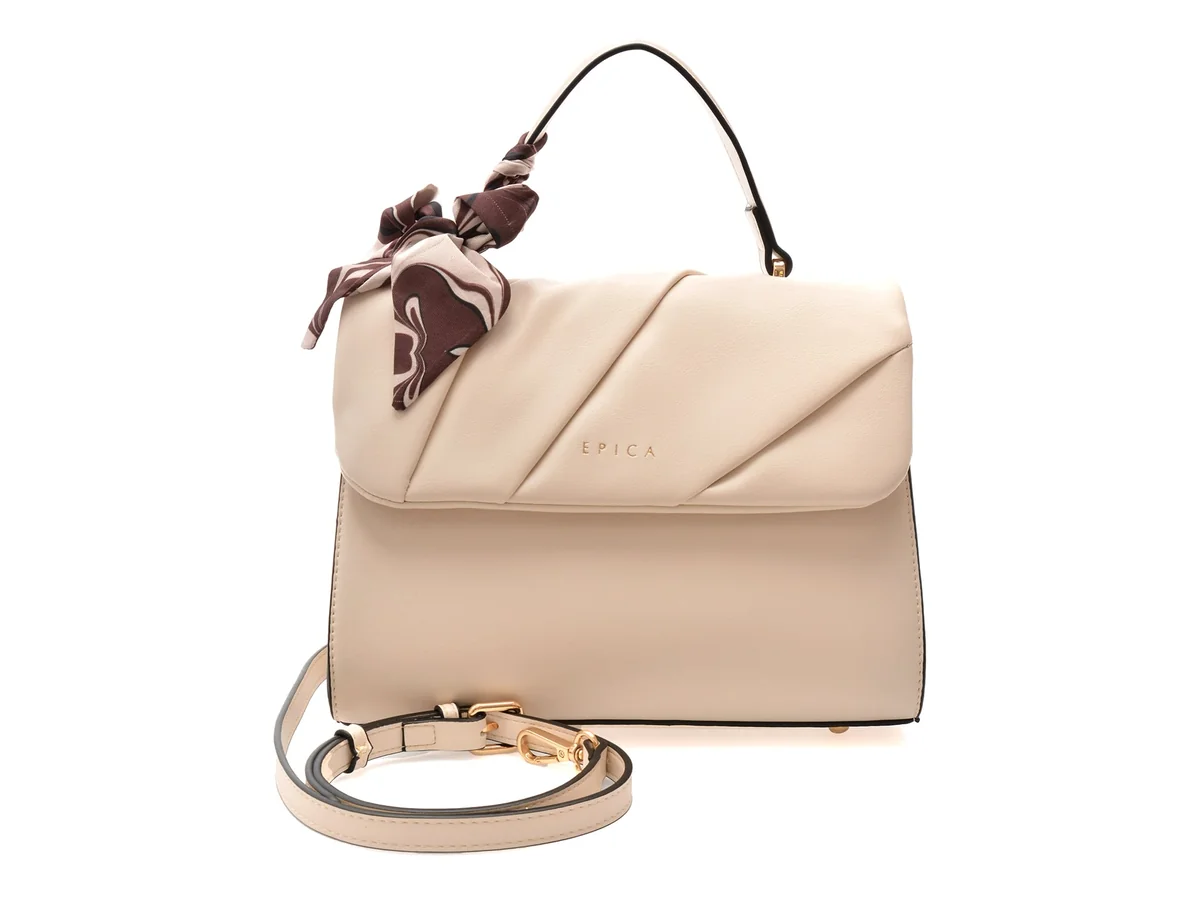 Geanta Epica Bej 8028 Din Piele Ecologică