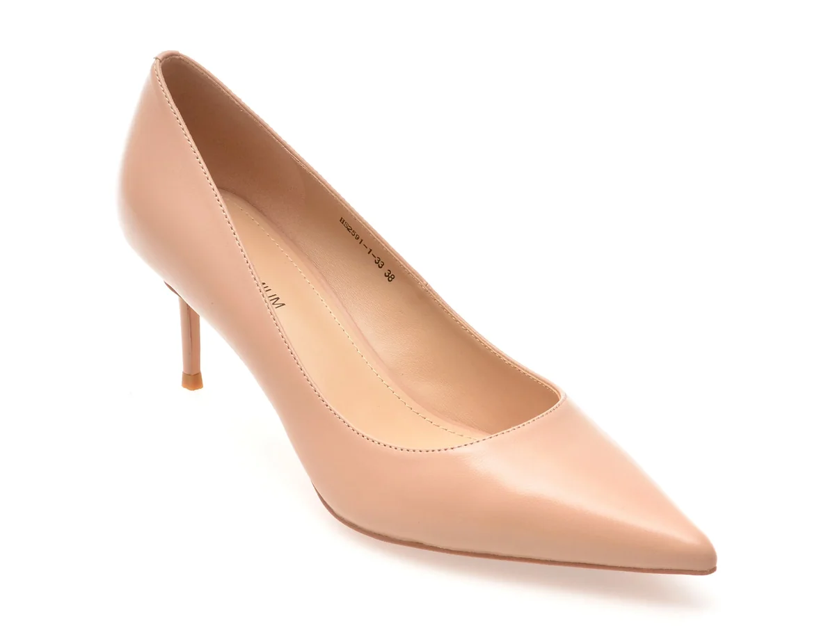 Pantofi Eleganți Epica Premium Nude, 2591, Din Piele Naturală