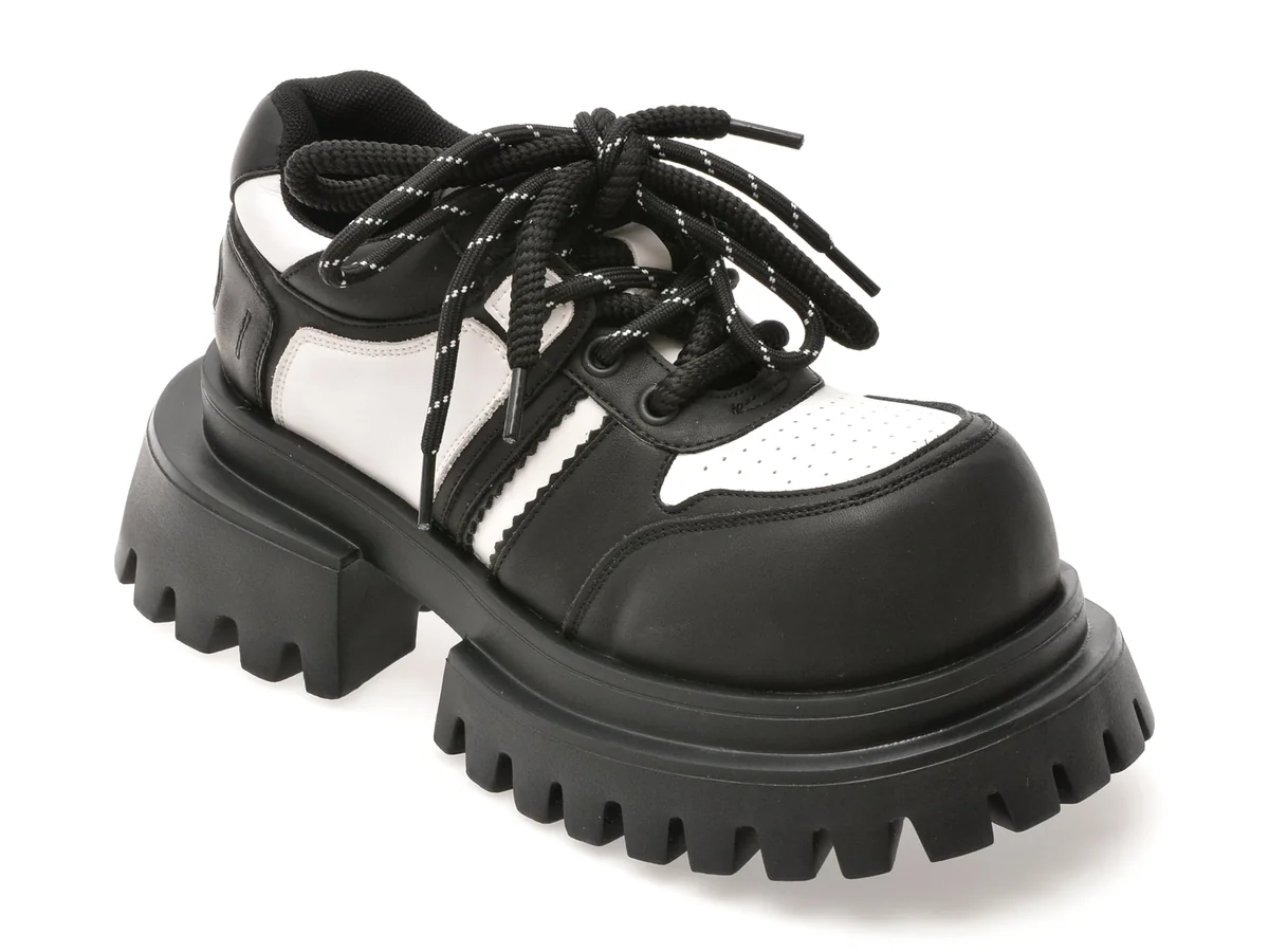 Pantofi Gryxx Alb-Negru, 696, Din Piele Naturala