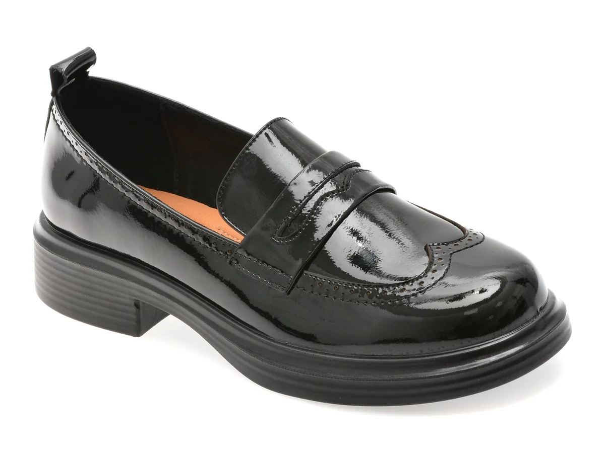 Mocasini Epica Negri, 5195, Din Piele Naturala Lacuita