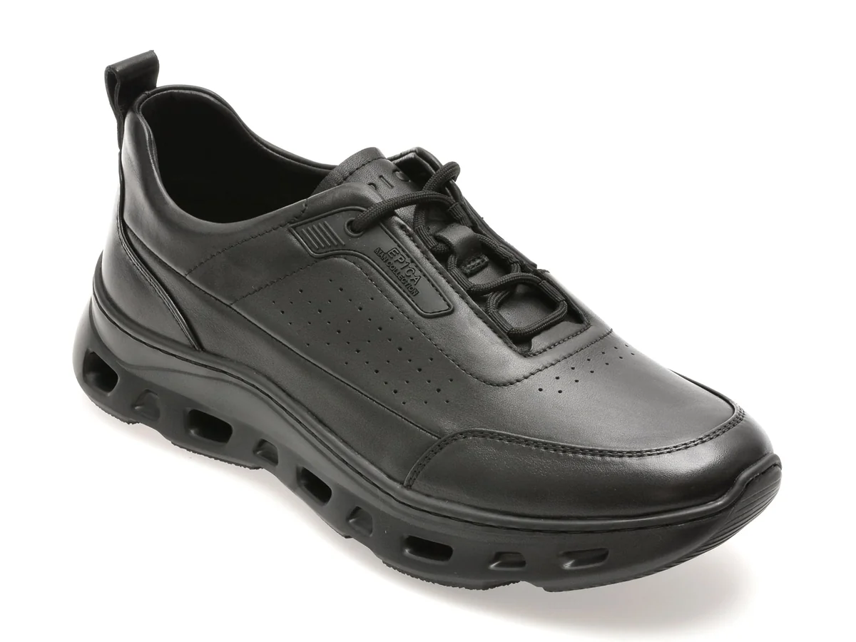 Pantofi Sport Epica Negri, Rf723, Din Piele Naturala